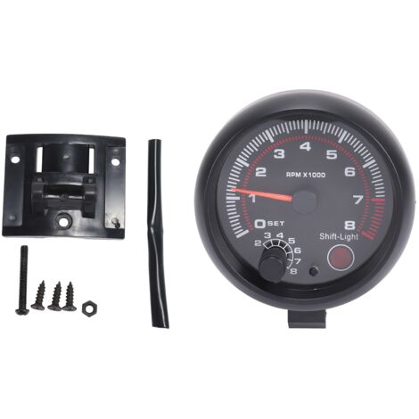 3.75 inch 12V White LED Backlit Tachometer Gauge with Red Shift Light