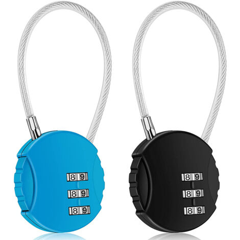 2 Pack Steel Cable Padlocks - 38cm Anti-Cut Waterproof Locks For Gym Locker, Luggage, Toolbox 2 Pack Steel Cable Padlocks - 38cm Anti-Cut Waterproof Locks For Gym Locker, Luggage, Toolbox