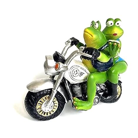 Frog Motorcycle Resin Couple Riding on Figurines Figurine Decor Gifts ...