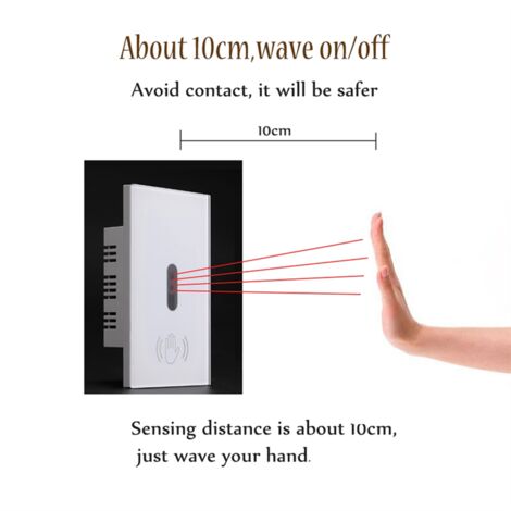 Smart Light Switch Wall Wave Infrared Sensor No Need Touch Electrical Power on Off US Plug
