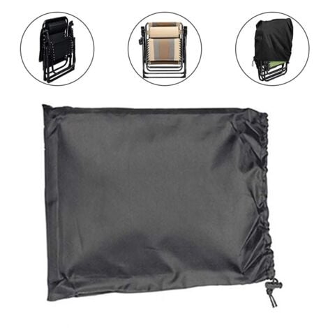 Outdoor Folding Chair Cover Waterproof Dustproof Lawn Patio Furniture Covers 32.3 x 36.6Inch Black