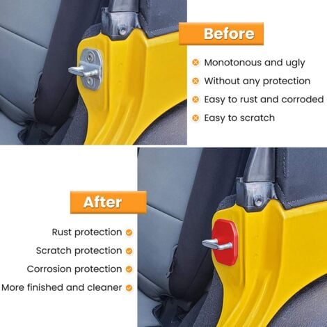 Door Lock Covers Protection Trim for Jeep Wrangler JK 2011-2017 Grand Cherokee for Dodge Chrysler ,Red