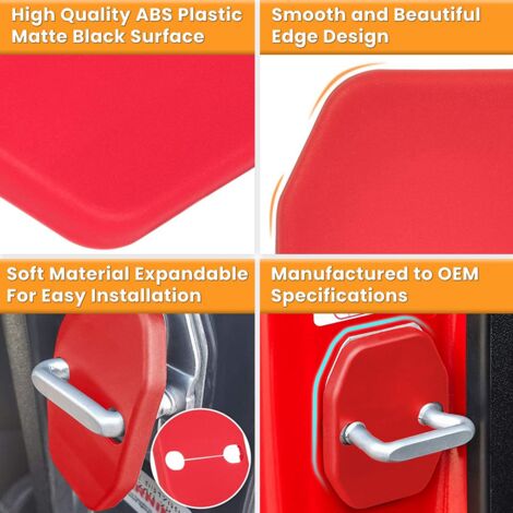 Door Lock Covers Protection Trim for Jeep Wrangler JK 2011-2017 Grand Cherokee for Dodge Chrysler ,Red