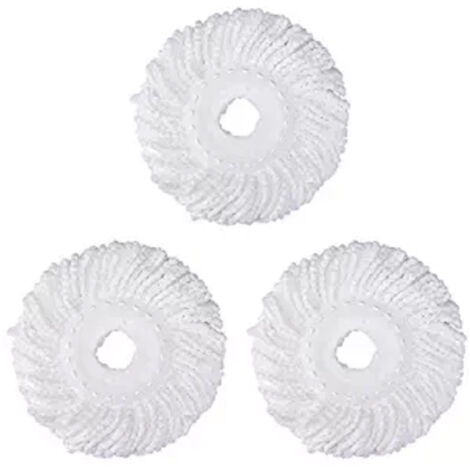 3 Replacement Mop Micro Head Refill Hurricane for 360° Spin Magic Mop-Microfiber Replacement Mop Head-Round Shape Standard Size (White-3 Pack)