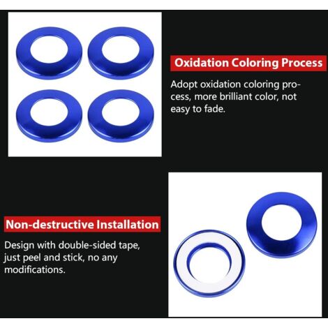 Car Door Lock Pin Cover Trim Aluminum Door Lock Knob Decoration Ring Accessories for Jeep Grand Cherokee 2015+, Blue