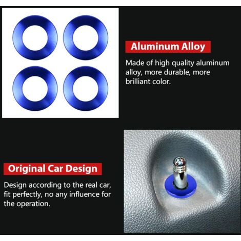 Car Door Lock Pin Cover Trim Aluminum Door Lock Knob Decoration Ring Accessories for Jeep Grand Cherokee 2015+, Blue