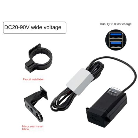 GEARZAAR Motorcycle SAE To USB Adapter QC3.0 Dual USB Charger With Voltmeter Waterproof