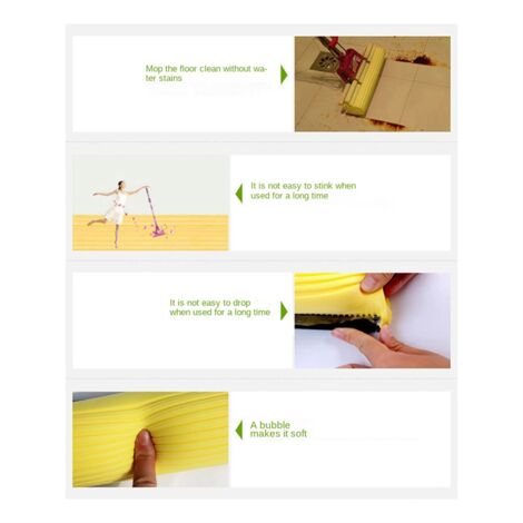 Mop Roller Head Refill Sponge Refills Cleaning Pads Absorbent Replacement Wet Mopping Clothes Accessories Eraser 4Pack