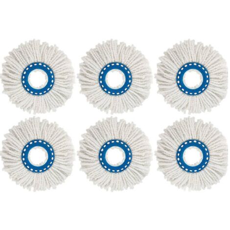6Pcs 16cm Universal Microfiber Replacement Head Hands-Free Rotating Mop Cloth  Household Cleaning Accessories