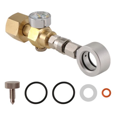 EFUTURETIME Adaptateur Quick Connect Cylindre CO2 W21.8-14 Avec Manomètre 3500psi - Compatible Duo, Art, Terra, Crystal 3.0, Gaia