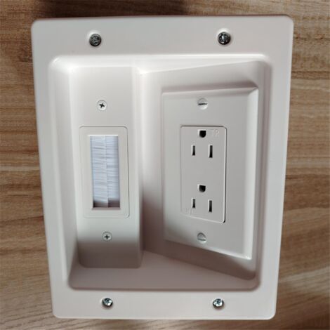 Recessed Outlet Box in Wall Cable Management Kit