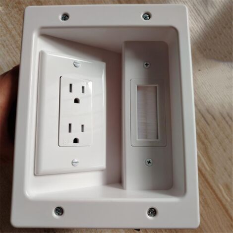 Recessed Outlet Box in Wall Cable Management Kit