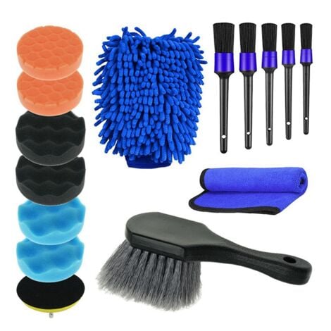 15-Piece Car Wash Brush Hub Space Tire Soft Hair Cleaning Set