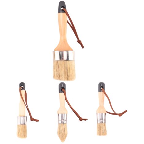 4-Pack Chalk Paint Brush Set – Small Round & Oval Wax Brushes With Natural Bristles For Furniture, Stencils, And Art Projects