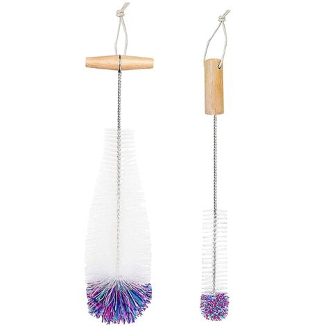 Bottle Brush for Glass Bottles, Cleaner, Pack of 2 Cleaning Brushes, Cleaner White