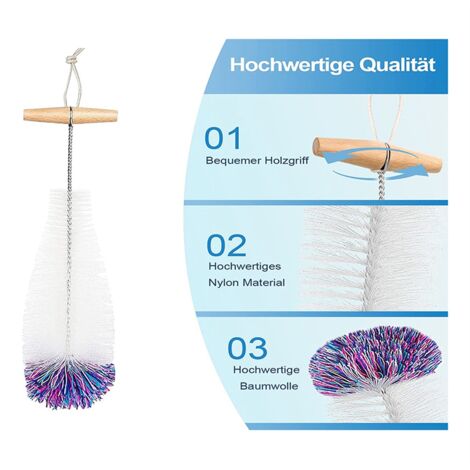 Bottle Brush for Glass Bottles, Cleaner, Pack of 2 Cleaning Brushes, Cleaner White