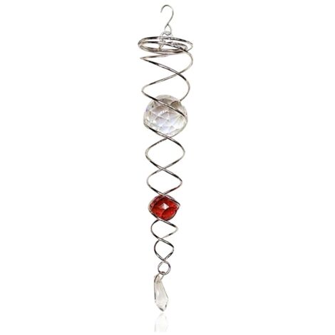 thumbnail image 2 of Gazing Ball Spiral Tail Wind Spinner - Stainless Steel Garden Decor With Multi-Color Sphere & Swivel Hook 2 of 9