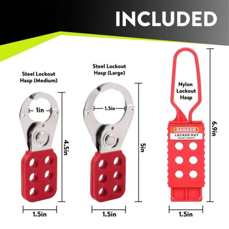 Lockout Tagout Hasp Set - Lock Out Tag Padlock Holder Camlock Safety