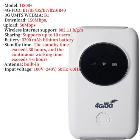 H808+ Mobile WiFi Router 4G Lte 150Mbps with SIM for Outdoor Travel