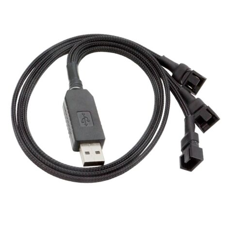 12V USB Fan Power Adapter Cable 1 to 3 Step-Up for 4-Pin PC Cooling Fans