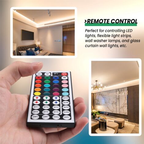 44 keys Wireless IR Remote control with receiver for 5050 3528 RGB SMD ...