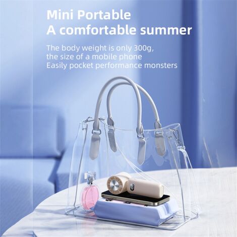 Ice Compress Mini Fan Cooling Handheld Folding Digital Display Mute Desktop Neck Fan,C