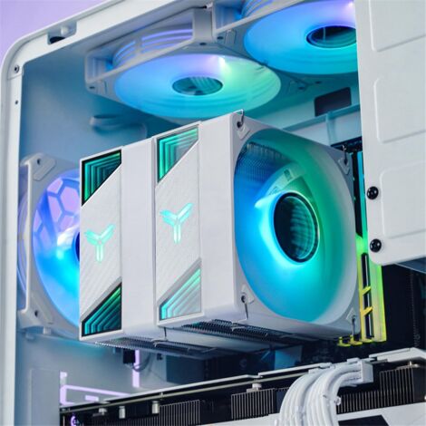 -3000 ARGB Dual-Tower CPU Cooler, Dual-Fan Radiator, 7 High Heat Pipe Cooling Support AM5/ LGA 1700 White