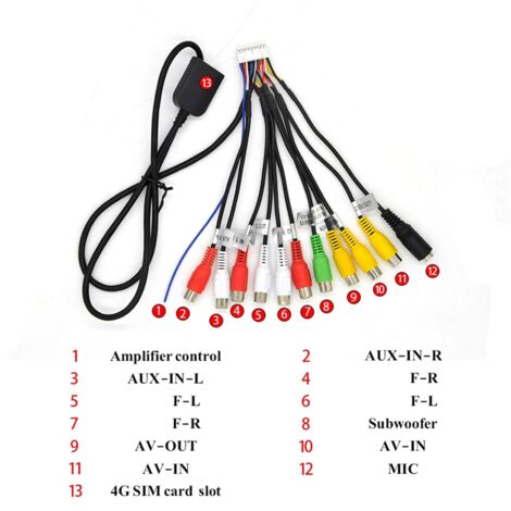 Car Stereo Radio Output Cable Wire Aux-in Adapter Subwoofer/Amplifier 3.5mm Female 20Pins Harness Head Unit Carplay