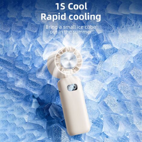 Ice Compress Mini Fan Cooling Handheld Folding Digital Display Mute Desktop Neck Fan,A