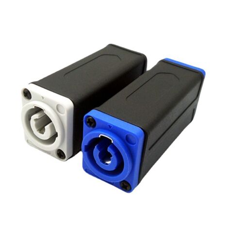 LED PowerCon AC Coupler Adapter Extender Connector Blue to White