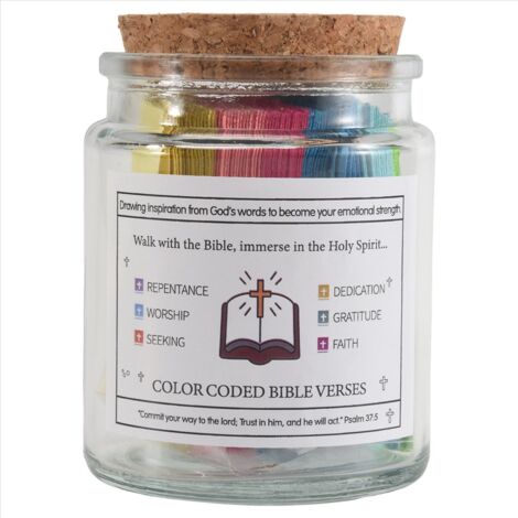 Bible Verses Jar For Emotions And Feelings, Read Me When Bible Verses Jar Color Coded Scripture Jar Colorful Bible Jar Prayer Jar With Lid And Cards 3pc Plastic