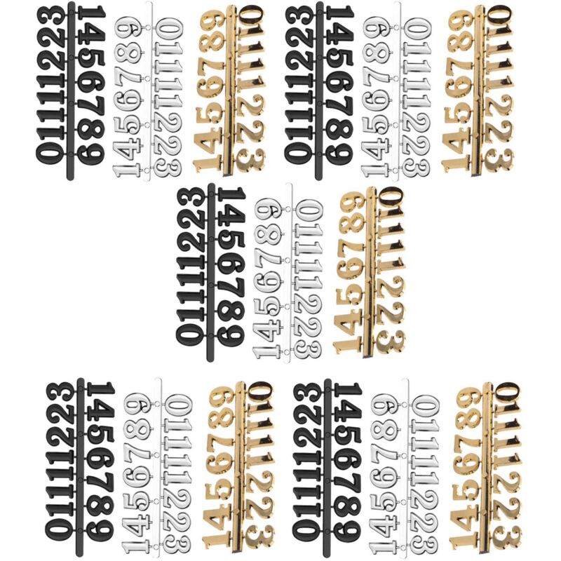 NUOBESTY 15 Stück DIY Uhrziffern - Arabische Zahlen Für Wanduhren In Schwarz, Gold, Silber
