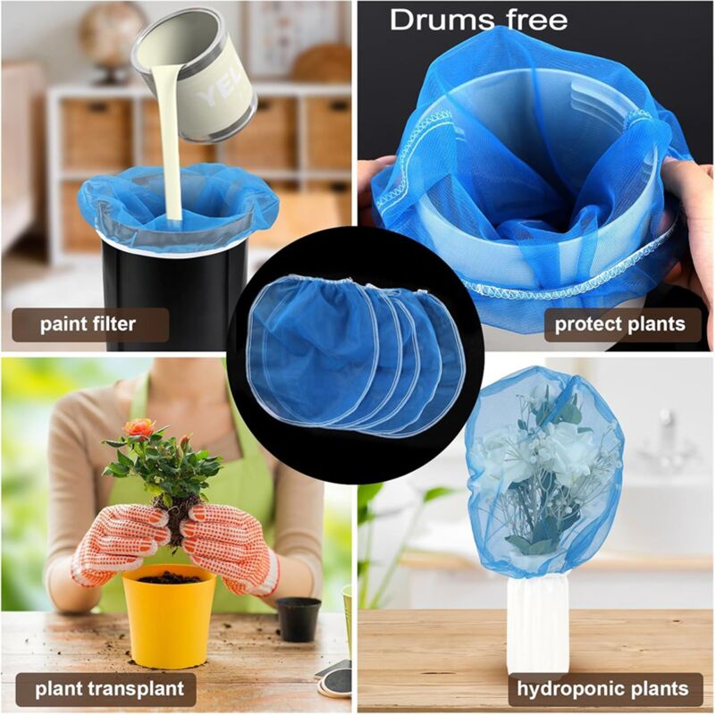 5x Farbfilter-Siebbeutel Aus Nylon – 1 Galone (28x32cm), Feinmaschig, Für Farbe, Aquakultur & Bierbrauen
