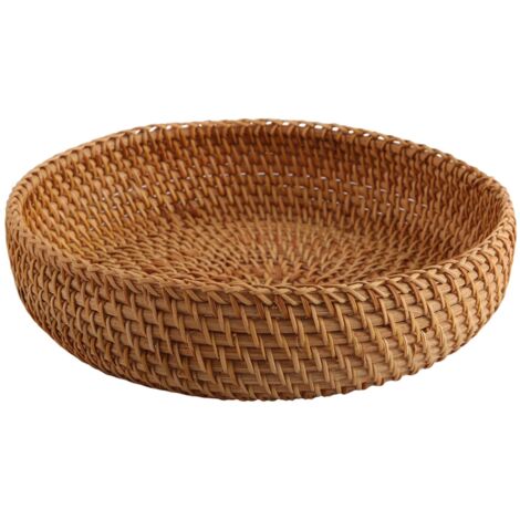 FOMIYES Rattan-Aufbewahrungskorb Rund, Rosa – Obstkorb Oder Brotkorb Für Die Küche, 22,5x22,5x7 Cm