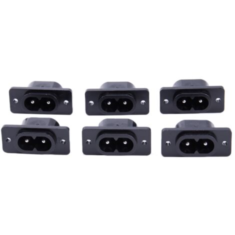 Lot De 6 Fiches Secteur (prises) IEC320 C7 à Souder - 250V 2.5A - Noir, Par Uxcell