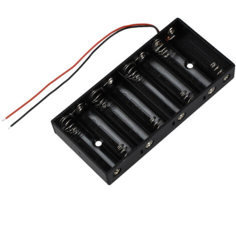 DGZZI USB Batteriebox Für 8 AA Batterien – Mit Ein-/Ausschalter, Schwarz (ohne Batterien)