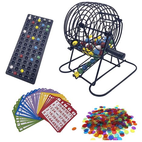 LOVIVER Bingo-Spielset Mit Käfig - Traditionelle Bingo-Maschine Für Partys