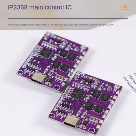 TsoLay Paarse IP2368 100W tweeweg-oplaadmodule, Buck-Boost-type, USB-C- interface, laadkaart voor 4S lithiumbatterij