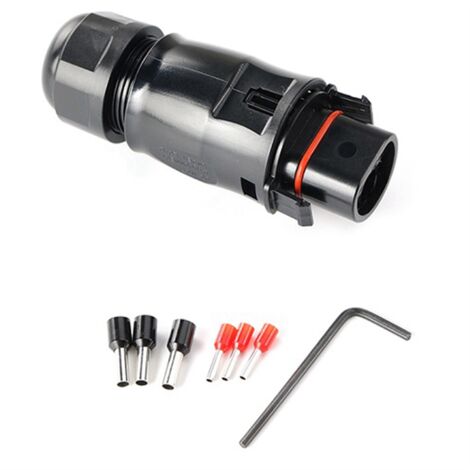Ginobili Connecteur Solaire PV Étanché IP68 40A 4000V - LY01-T 3 Pôles, Compatible Mini Onduleur, Raccord Vissé 2.5-4 Mm²