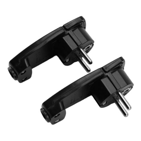2 Stuks Zwarte Schuko Haakse Stekker Plat, Schuko Platte Stekker 250 V