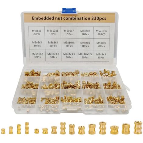 DTGN M2x4x3.2mm(IDxLxAD) Gerändelt Einsatz Muttern - 100Pack - Gut für