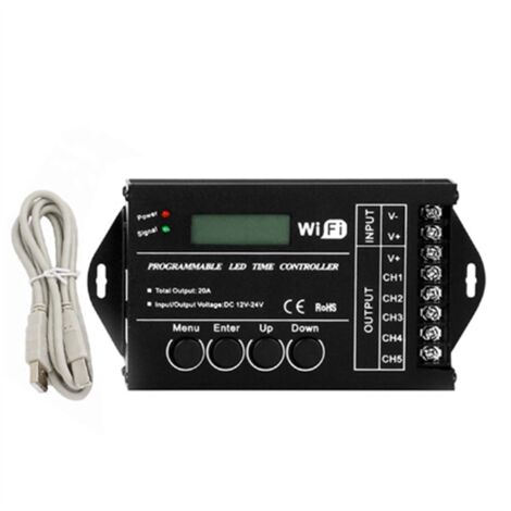 Raguso Programmierbarer LED-Controller – 5-Kanal, DC12V/24V, 20A, Mit Timer & Fernbedienung