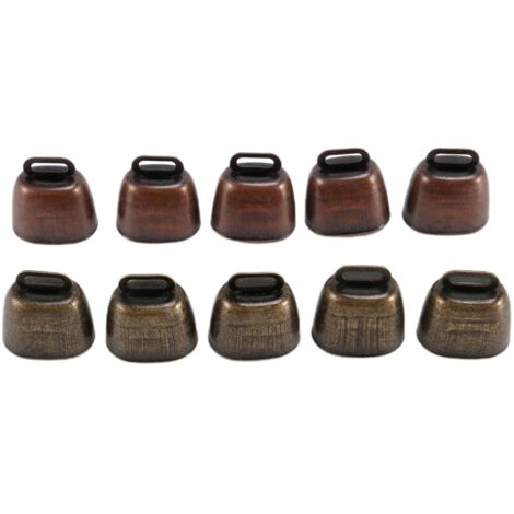 6 Stück Kuhglocken Aus Metall – Für Kühe, Pferde, Schafe, 35x35x14 Mm, Kupfer-Optik, Silber & Bronze