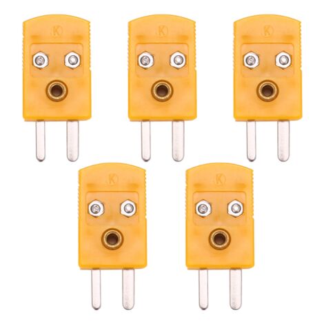 Produktbild von 5er-Pack RTD-Kreis Thermoelementstecker Typ K – Gelb, Männlich, Für Temperatursensoren