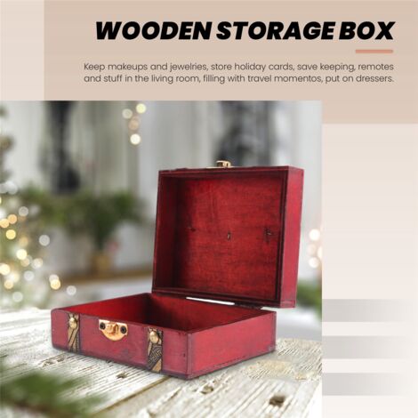 Handgefertigte Vintage Schmuckbox Aus Holz – Rote Schatzkiste Für Wohnaccessoires
