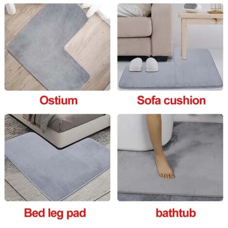 L-förmige Eck-Badematte Aus Memory-Schaum – 80x80 Cm, Grau, Rutschfest & Saugfähig, Maschinenwaschbar