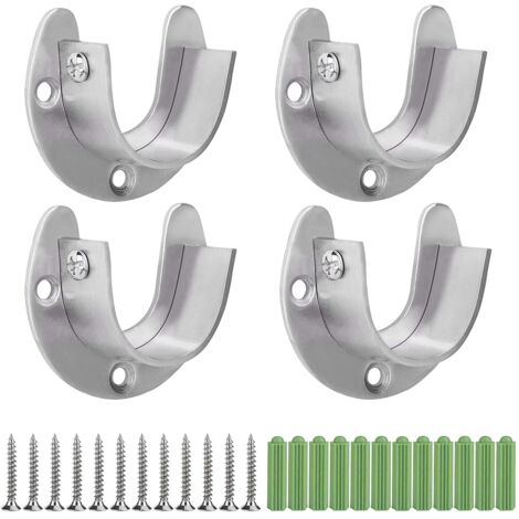 4 Stück Edelstahl Schrankstangenhalter – Für 3,8 Cm Stangen, U-förmig, Schwarz, Max. 100 Kg Tragkraft