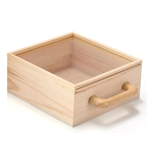 Spielzeug-Aufbewahrungs-Organizer, Baustein-Box mit Griff und Deckel,  Naturholz-Kinderbehlter-Ausstellungstruhe