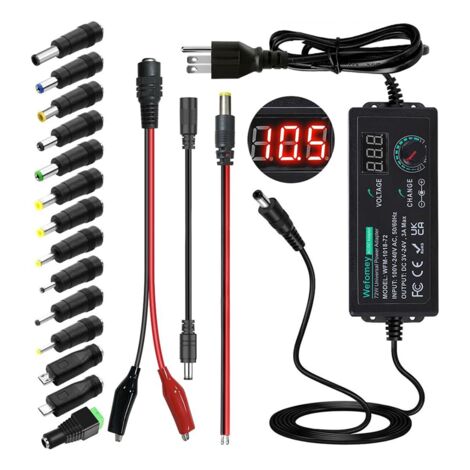 Produktbild von Universelles Schaltnetzteil 3–24 V, 3 A, 72 W – Einstellbar Mit LED-Anzeige, 14 Stecker, Für Haushalt Und Hobby