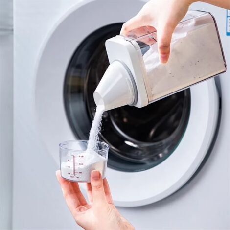 Waschmittelspender Mit Doppeldeckel & Ausgießer – 1500 Ml, Luftdicht & Feuchtigkeitsgeschützt – Klarer AS-Kunststoffbehälter Mit Messbecher